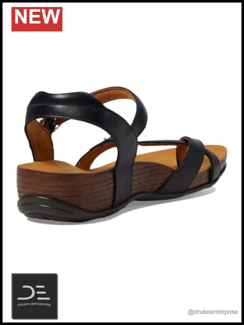 SAS Pampa Leather Toe Loop Sandal Wedge Low Heel Buckle Slingback